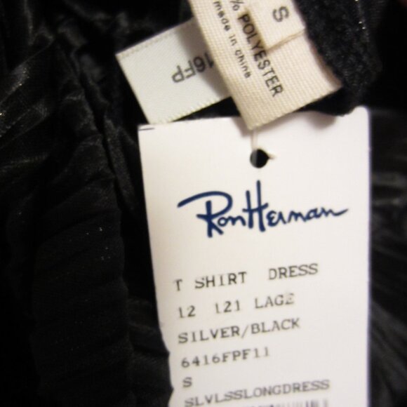 L’agence Maxi Dress S Black Metalic Shiny Open V Neck Neck Leg Slit Classy Glam - Picture 10 of 15